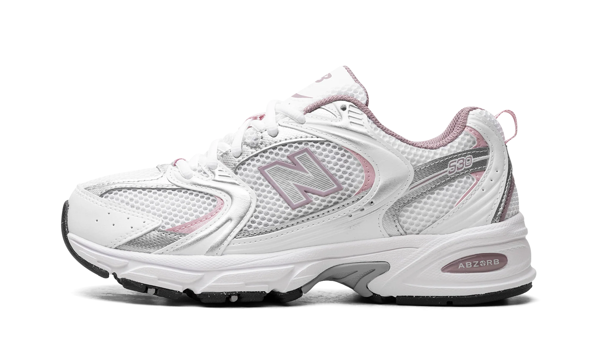 NB 530 – "White/Silver Metalic/Ice Wine/Mid Century Pink"