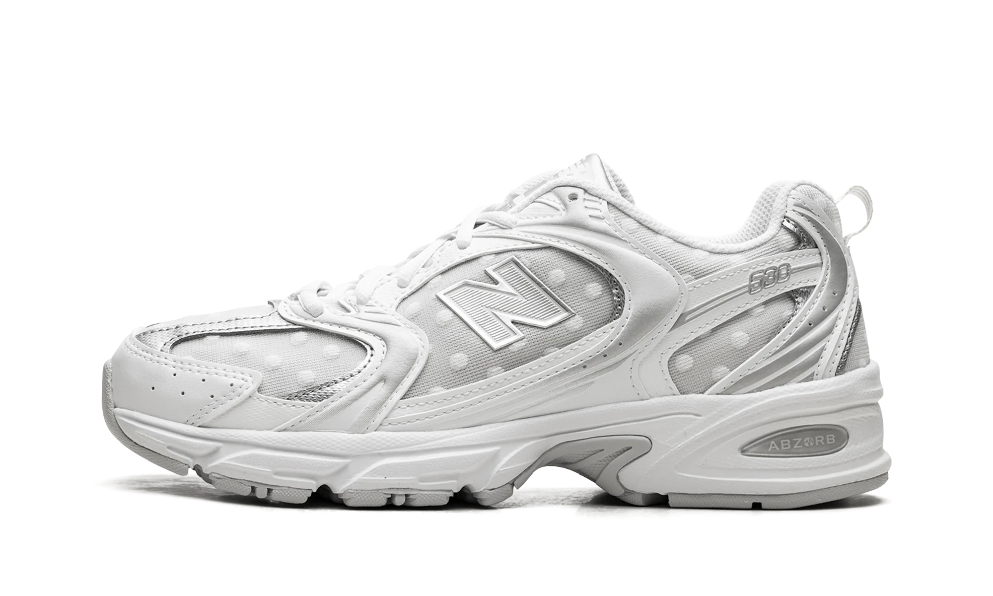 NB 530 – "Silver Metallic Polka Dots"