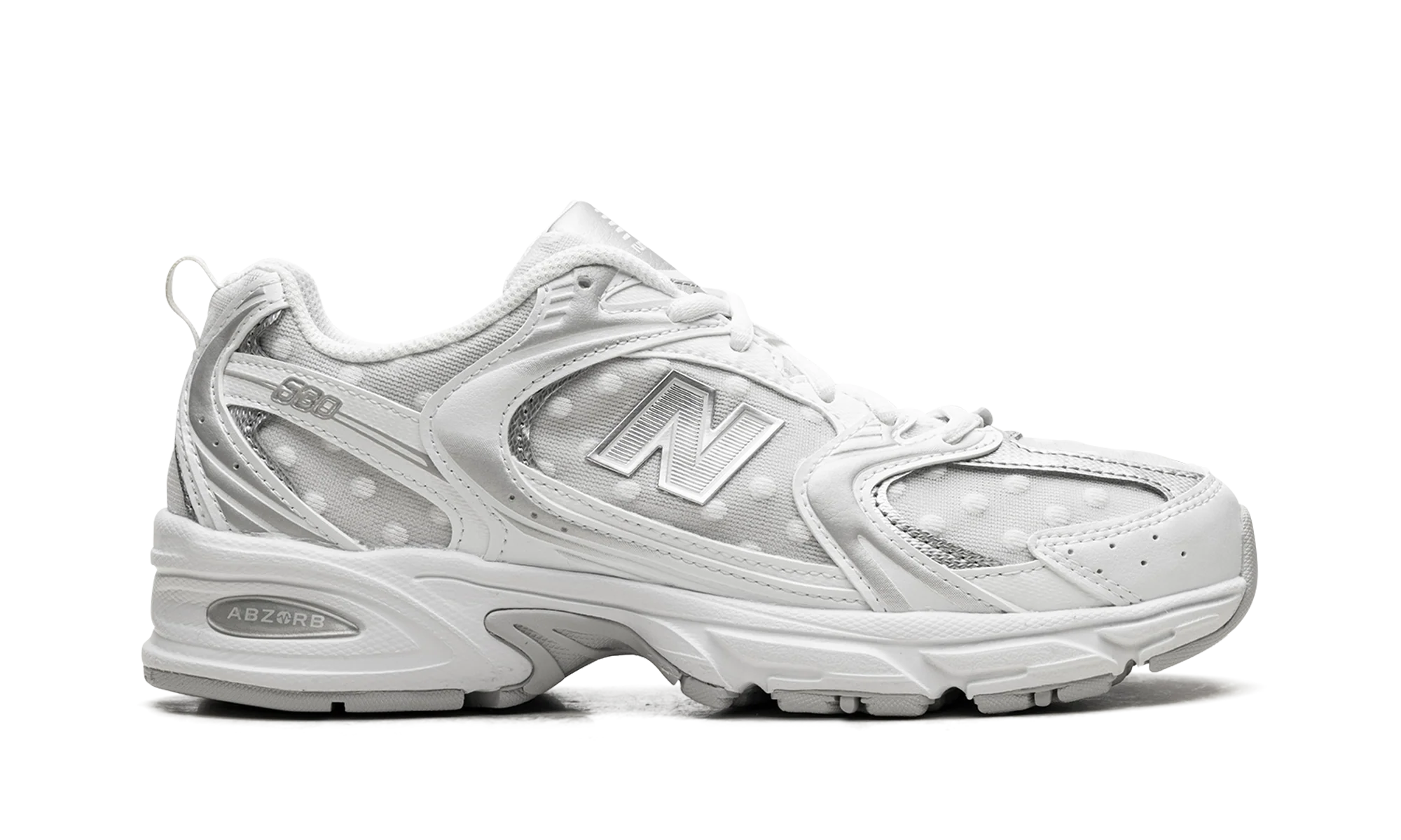 NB 530 – "Silver Metallic Polka Dots"